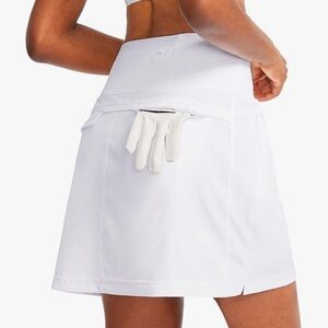 L White || Women’s Golf Skirt w/5 Pockets - High Waisted Lightweight Athletic
